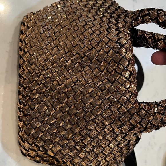 Naghedi Gold Metallic Woven Crossbody Bag - Picture 5 of 9